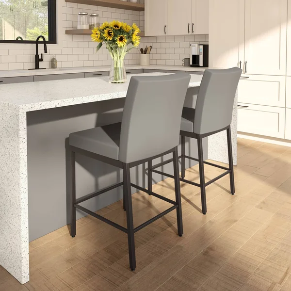 Amisco Perry Plus 30x22 Bar Stool - Gray/Beige