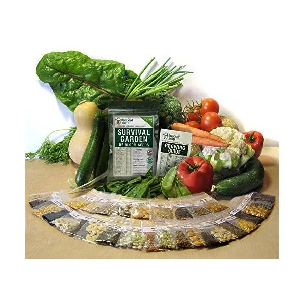 15, 000 Non GMO Heirloom Vegetable Seeds Survival Garden 32 Variety Pack by Open Seed