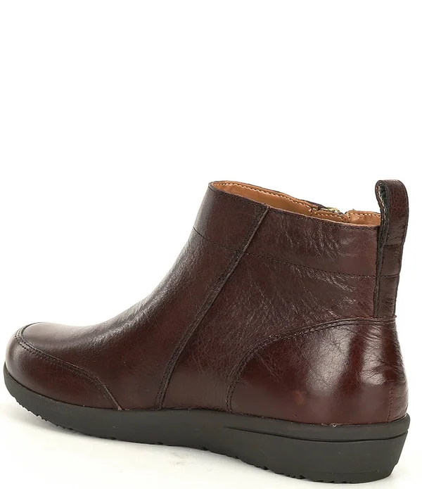Vionic Lois Womens Leather Round Toe Ankle Boots - Navy