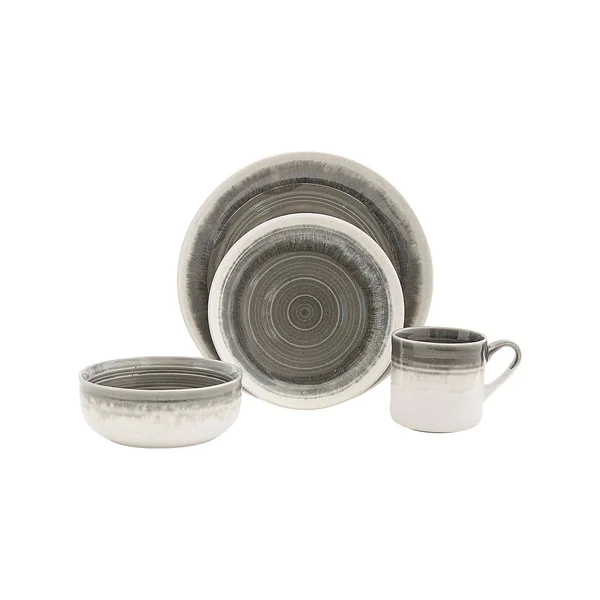 Baum Hearth 16-Piece Dinnerware Set, Service for 4 - Grey