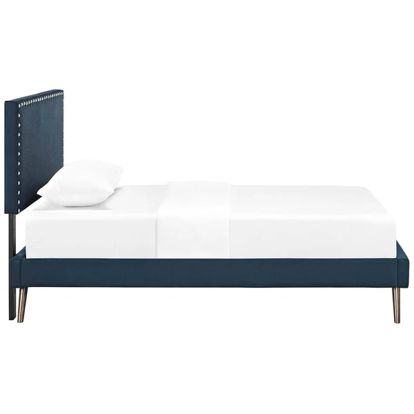 Modway Macie Twin Fabric Platform Bed with Round Splayed Legs - Azure