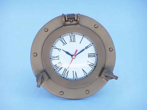 Antique Brass Decorative Ship Porthole Clock 8x22