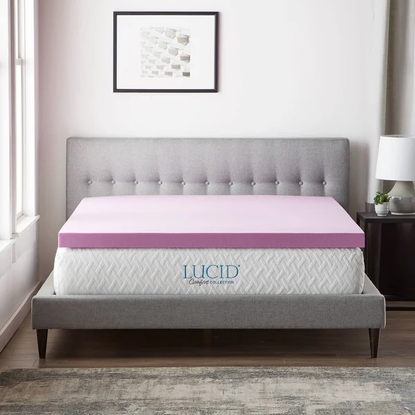 Lucid Comfort Collection - 3x22 Lavender Memory Foam Twin XL Mattress Topper