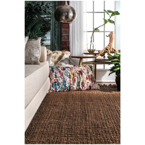 nuLOOM Chunky Loop Jute Chocolate 6& x 9& Area Rug