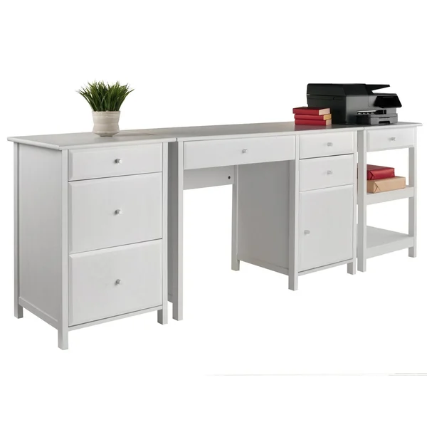 Delta 3-Pc Home Office Set, White, Winsome Wood