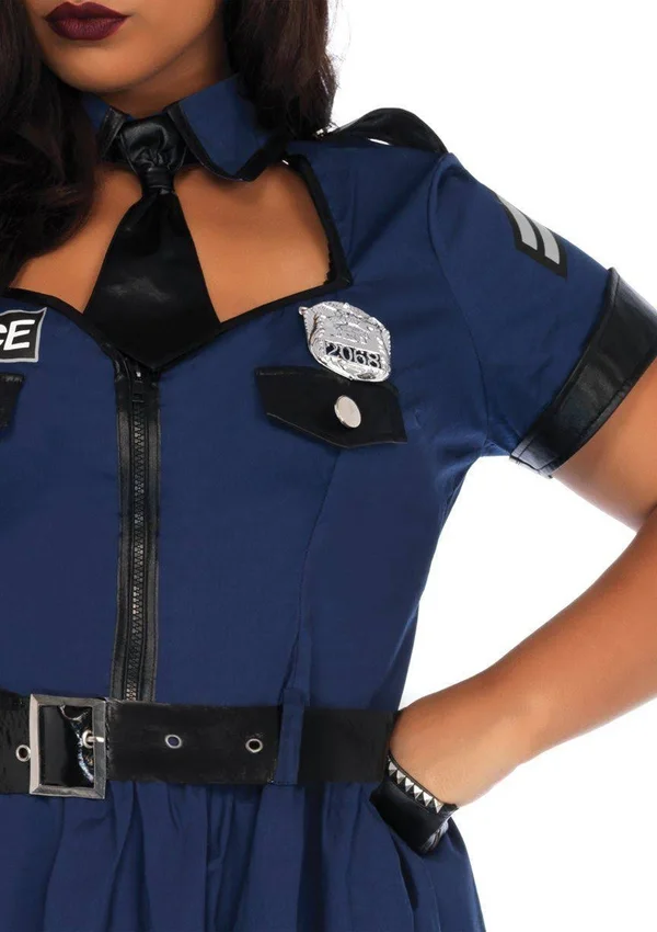 Leg Avenue Women's 5-Piece Plus Size Flirty Cop Costume - Blue, 1X-2X