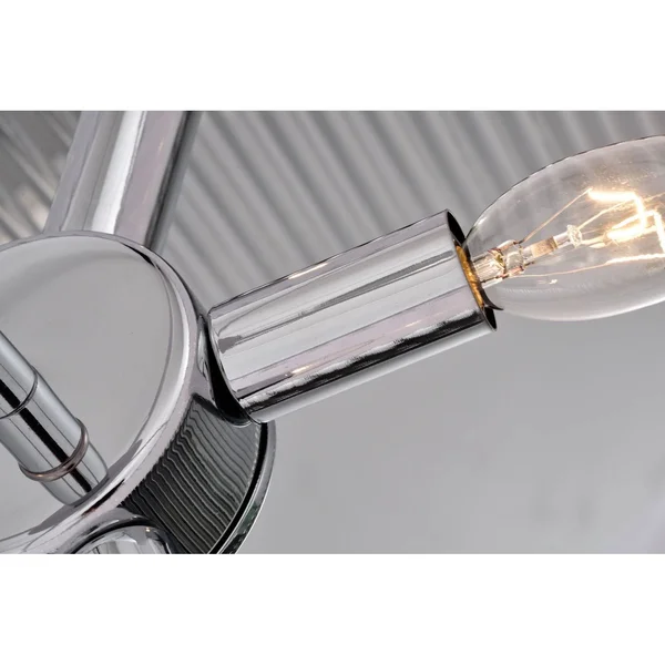 Chrome 4 Light White Fabric Drum Chandelier with Clear Glass Stick