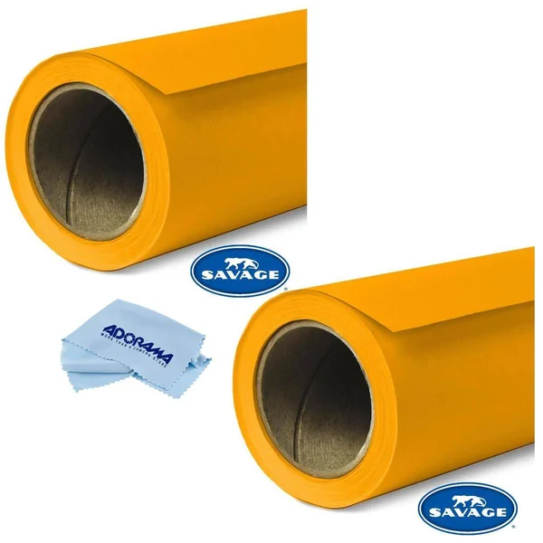 Savage 2 Pack Widetone Seamless Background Paper, 86x22 Wide x 36& Marmalade, #43 - with Microfiber Cleaning Cloth