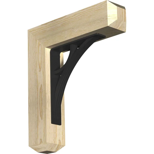 Ekena Millwork BKTI0404X18X20RF4TGL07 4x22W x 18x22D x 20x22H Galveston Craftsman Ironcrest Rough Sawn BRACKET, Douglas Fir (2x2