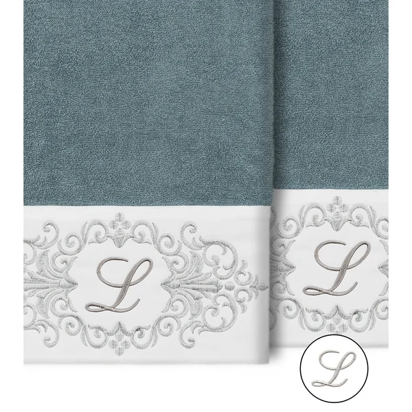 Linum Home Monica 2 Piece Embellished Hand Towel Set - Gray-L