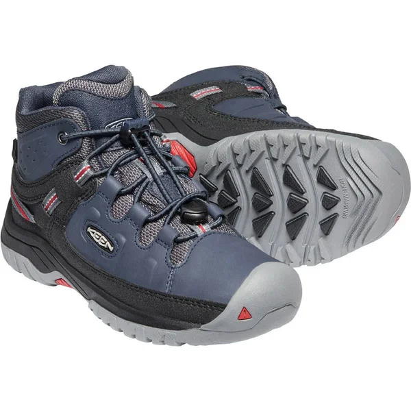 Keen Youth Targhee Mid Waterproof Shoe - 4 - Blue Nights, Red Carpet