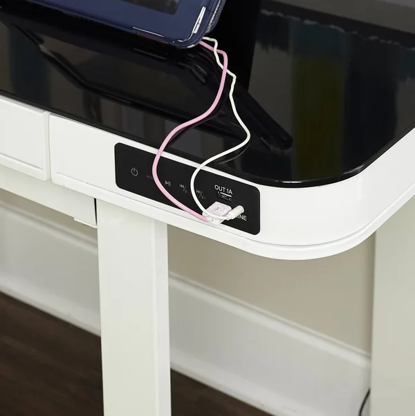 Powell Lynk Desk with Adjustable Height - White