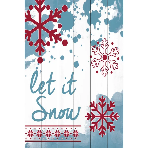 Let It Snow Painting Print on White Wood, Size: 24 inch x 16 inch