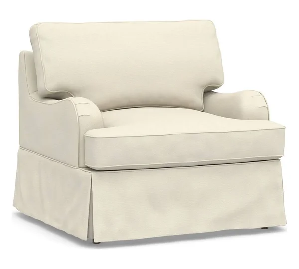 Soma Hawthorne English Arm Slipcovered Armchair - Polyester Wrapped Cushions, Park Weave Ivory