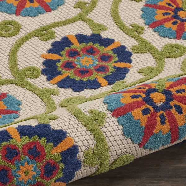 Nourison ALH19 Aloha Blue/Multicolor Area Rug- 7& x 10&