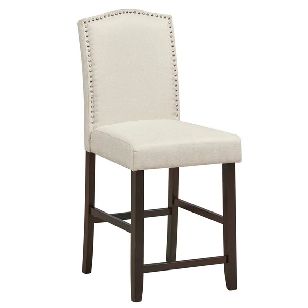 Gymax Set of 2 Fabric Barstools Nail Head Trim Counter Height Dining Side Chairs