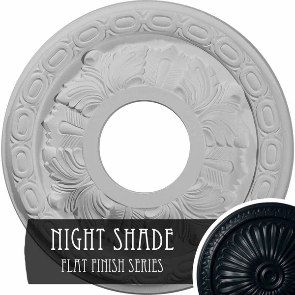 11 3/8x22OD x 3 5/8x22ID x 1 1/8x22P Leaf Ceiling Medallion - Night Shade