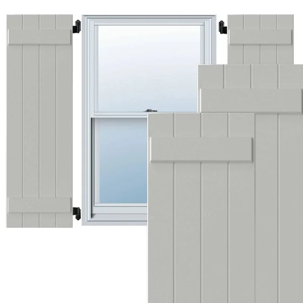 Ekena Millwork CWB15X051WHC 15x22W x 51x22H Exterior Four Board (2 Batten) Composite Board-n-Batten Shutters (Per Pair), White