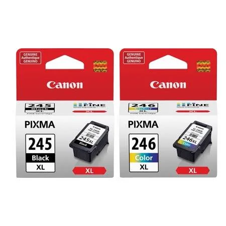 Genuine Canon PG-245 XL High Capacity Black Ink Cartridge + Canon CL-246 XL High Capacity Color Ink Cartridge
