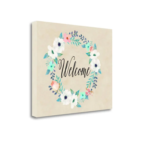 Tangletown Fine Art 'Welcome Teal and Pink' by Tara Moss Textual Art on Wrapped Canvas