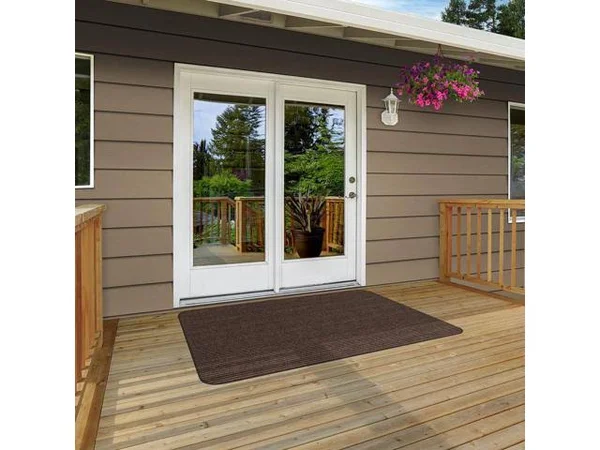 House, Home and More Indoor/Outdoor Double-Ribbed Carpet Area Rug with Skid-Resistant Rubber Backing - Bittersweet Brown - 3' x