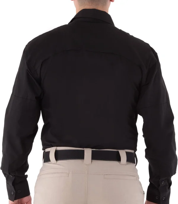 First Tactical - Men's First Mens V2 Long Sleeve Button-Down Shirt - Uniform, Casual, 2 Chest Pockets, in, Wolf Grey, Color Khaki