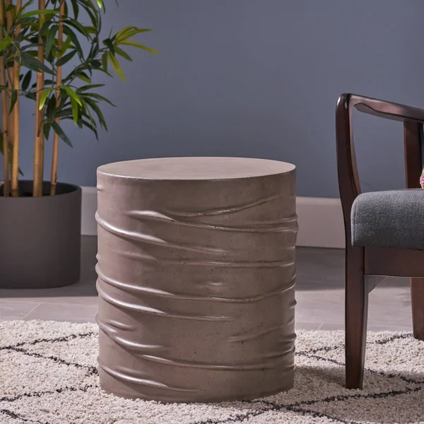 18.25x22 Gray Contemporary Solid Round Side Table