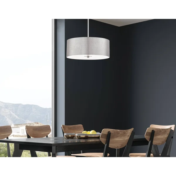 George Kovacs P5743-084 - Grid 3 Light Drum Pendant, Brushed Nickel