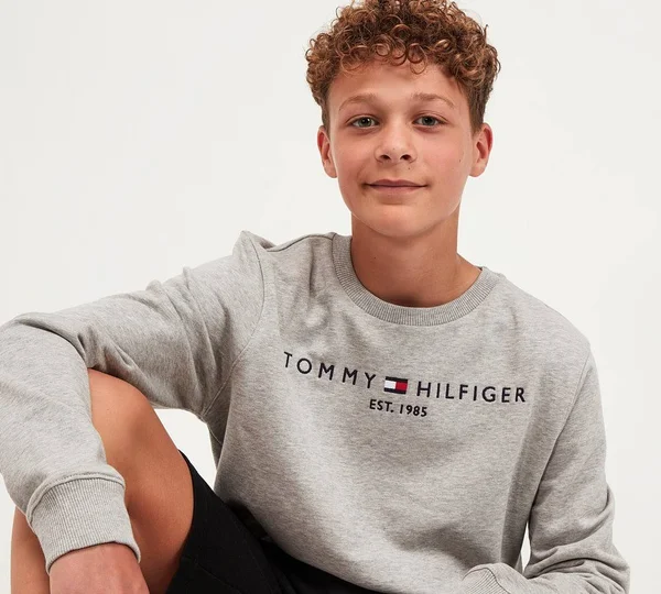 Tommy Hilfiger Boys Grey Organic Cotton Sweatshirt - Size: 12-18 Month Toddler Kids from Childrensalon