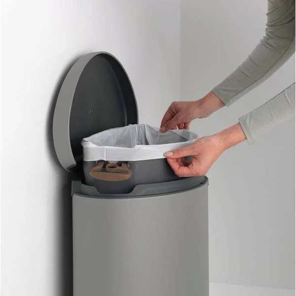 Brabantia 119620 Kitchen Bin, Steel, Mineral Concrete Grey, 40L