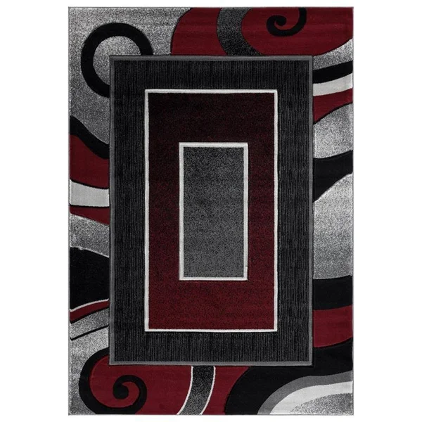 MDA Home Glamour Red/Black Polypropylene Area Rug - 8&1x22 x 10&5x22