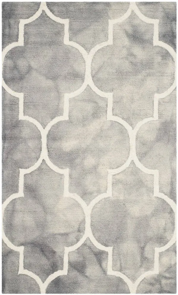 Safavieh 5& x 5& Round Dip Dye DDY535C Grey, Ivory Rug