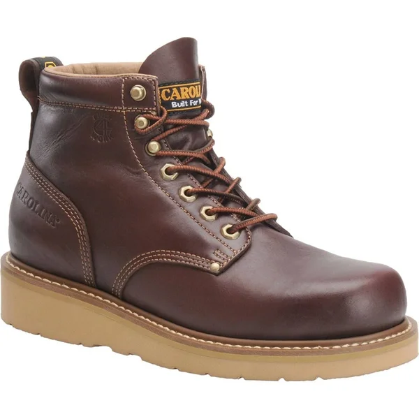 Carolina 6 in. Soft Broad Toe Wedge Boots Brown 9.5 D