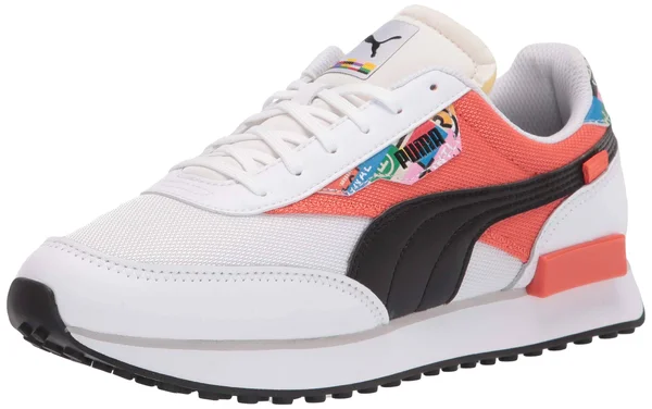Puma Future Rider Intl Game Sneakers Jr, White/Tigerlily, 6