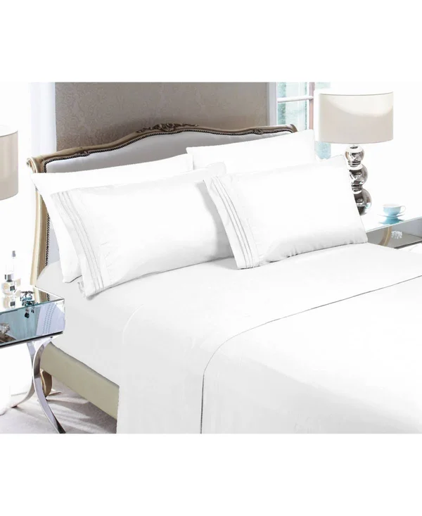 Elegant Comfort Luxury Soft Solid 4 pc. Sheet Set, King - White