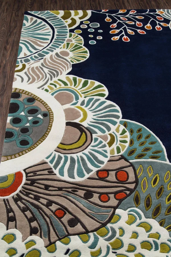Momeni New Wave Area Rug - Navy, 5&9x22 x 5&9x22 Round