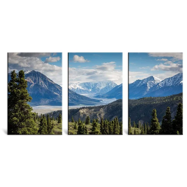 Wall26 - 3 Panel Canvas Wall Art - Majestic Natural Landscape Triptych Canvas Series - Panoramic View of Mountains - Giclee Prin