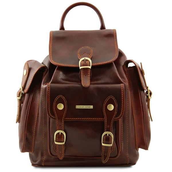 Pechino - Leather Backpack - Brown
