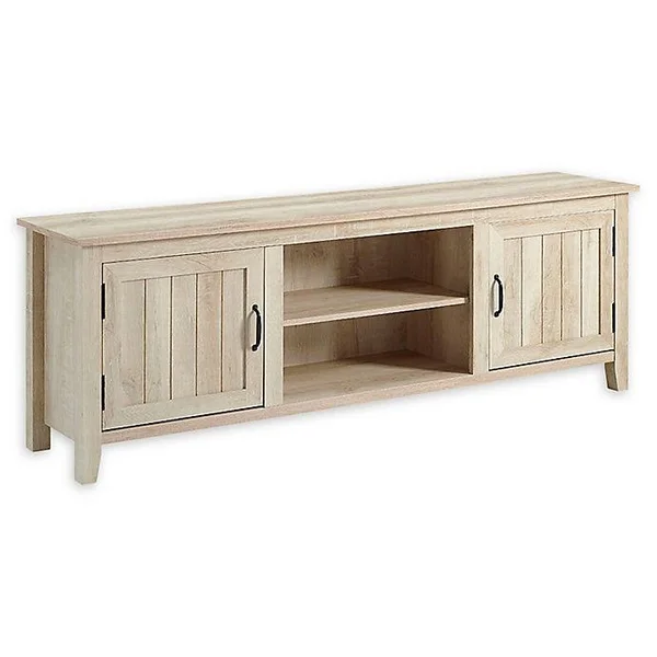 Forest Gate Sage 70x22 TV Console with Beadboard Doors in White Oak