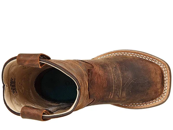 Old West Children's Broad Square Toe Boots - Brown