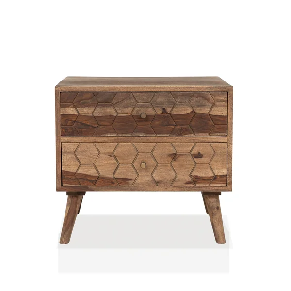 Furniture of America Oli Mid-Century Modern Solid Wood Nightstand - Brown