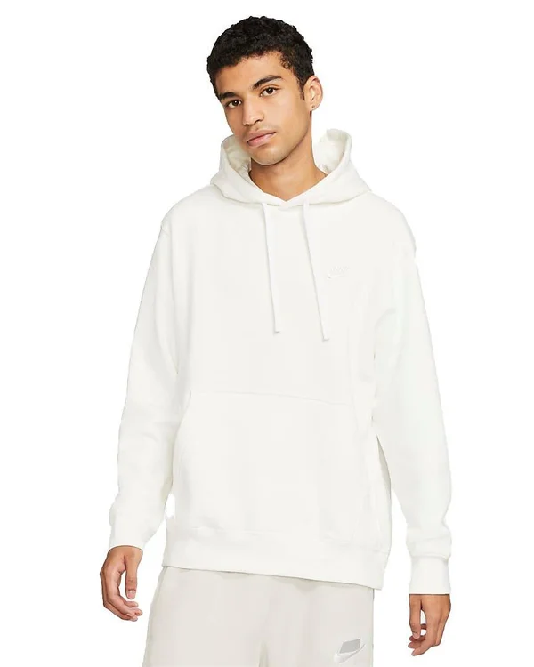 Nike White Fleece Sportswear Club Hoodie