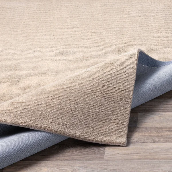 Hand-Crafted Teal Blue Solid Casual Ridges Wool Area Rug - 9&9