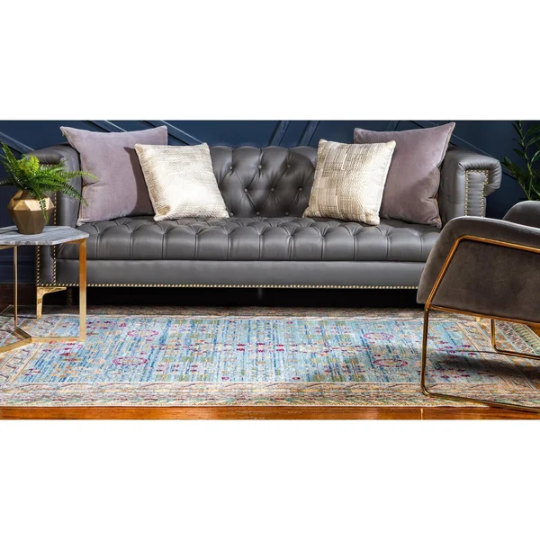 Unique Loom Treble Austin Area Rug - 4& x 6& Blue