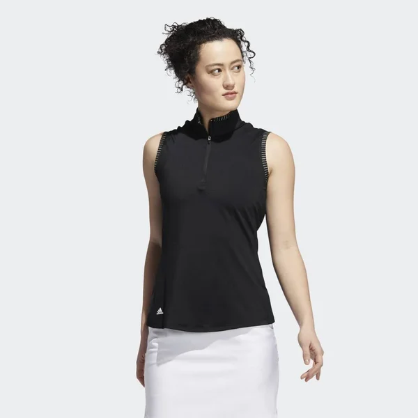 Adidas Women's Ultimate365 Spacedye Sleeveless Golf Polo - Large, Black