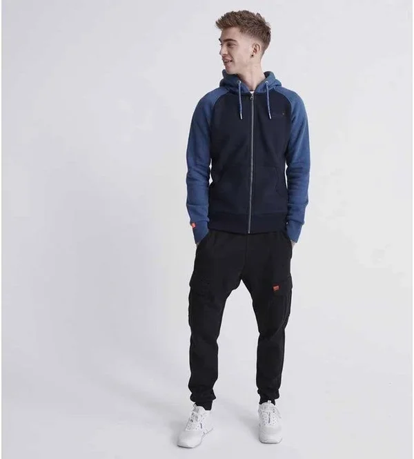 Superdry Men's Orange Label Classic Raglan Zip Hoodie - Blue
