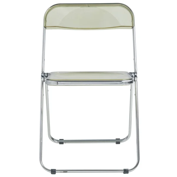 LeisureMod Lawrence Acrylic Folding Chair with Metal Frame Amber - Set of 2