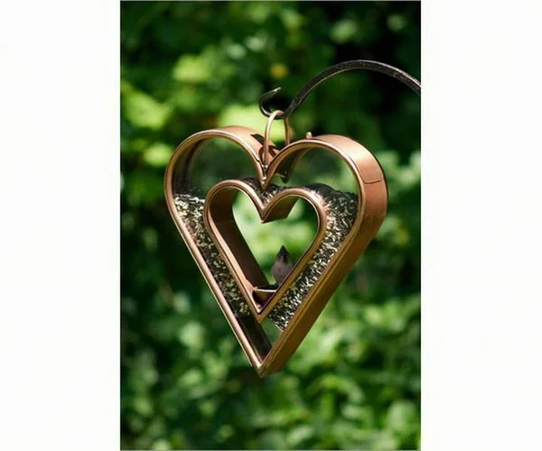 Good Directions Fly-Thru Heart Bird Feeder, Venetian Bronze