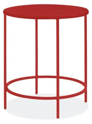 Room & Board - Modern Slim Round End Table in Scarlet 20 Diameter 22H in Recycled Metal/Powder-Coated Steel Red