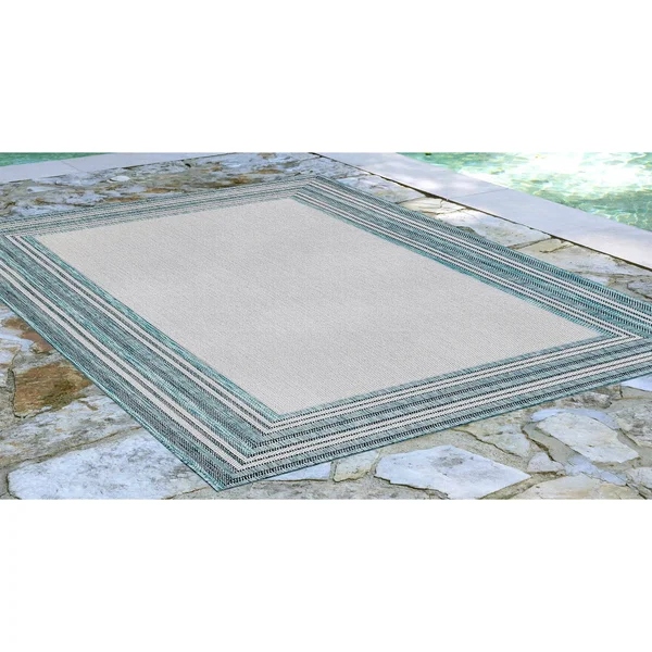 Liora Manne Carmel Multi Border Indoor/Outdoor Rug - Black 23x22 x 7&6x22 Runner